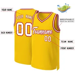 Yellow White-Red Classic Basketball Jersey 2