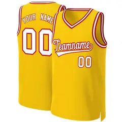 Yellow White-Red Classic Basketball Jersey 1