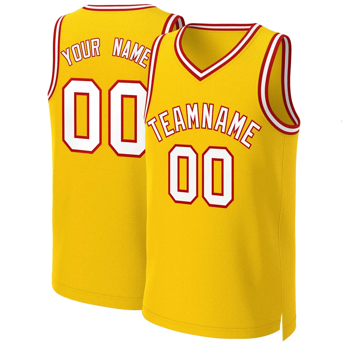 Yellow White-Red Classic Basketball Jersey