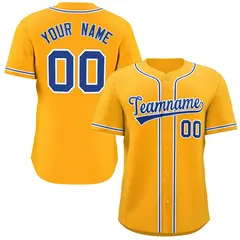 Yellow White-Royal Classic Style Baseball Jersey 1