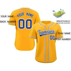 Yellow White-Royal Classic Style Baseball Jersey 2