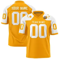 Yellow White Shoulder Star Pattern Flag Football Jersey 1