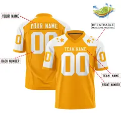 Yellow White Shoulder Star Pattern Flag Football Jersey 2