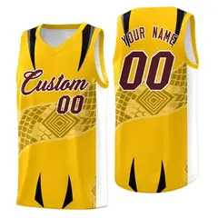 Yellow White Snake Scale Venomous Fang Graffiti Basketball Jersey 1