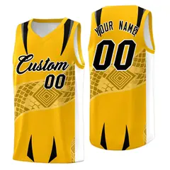 Yellow White Snake Scale Venomous Fang Graffiti Basketball Jersey 1
