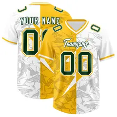 Yellow White Split Lightning Pattern Football Jersey 1