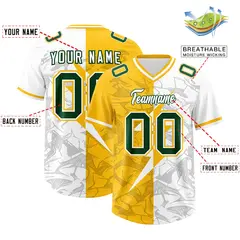 Yellow White Split Lightning Pattern Football Jersey 2