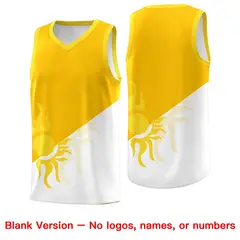 Yellow White Sunburst Two Tone Basketball Jersey 2