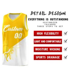 Yellow White Sunburst Two Tone Basketball Jersey 3