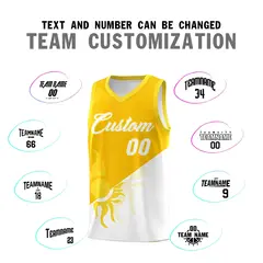 Yellow White Sunburst Two Tone Basketball Jersey 5
