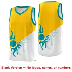 Yellow White Sunburst Two Tone Uniform Basketball Jersey 2