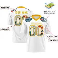 Yellow White Ukiyo-e Auspicious Clouds Graffiti Football Jersey 2