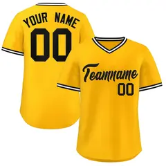 Yellow White V-Neck Pullover Baseball Jersey Classic Style